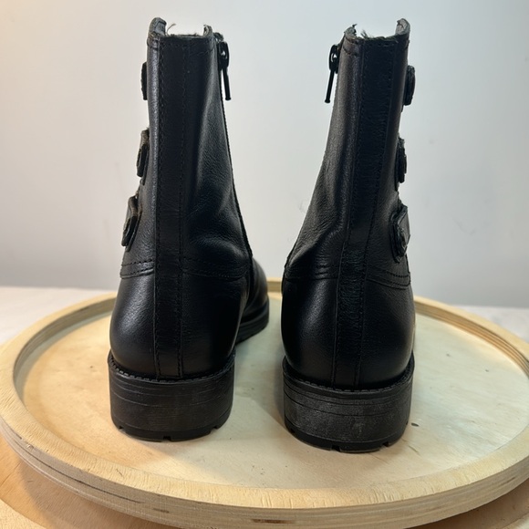 Naturalizer N5 Comfort Tynner Combat/Moto Black Leather Ankle Boots Size 6.5 W - Picture 4 of 9